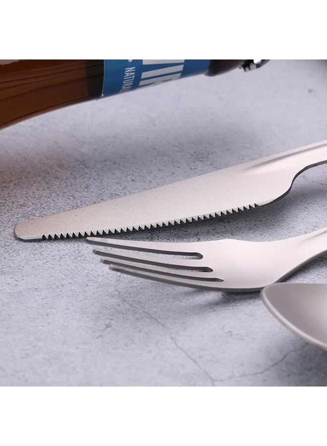 ATiAP Titanium Fork Spoon Bottle Opener, 4 Pieces Tableware Set Utility Cutlery Set for Camping Travel Daily Use - Image 5