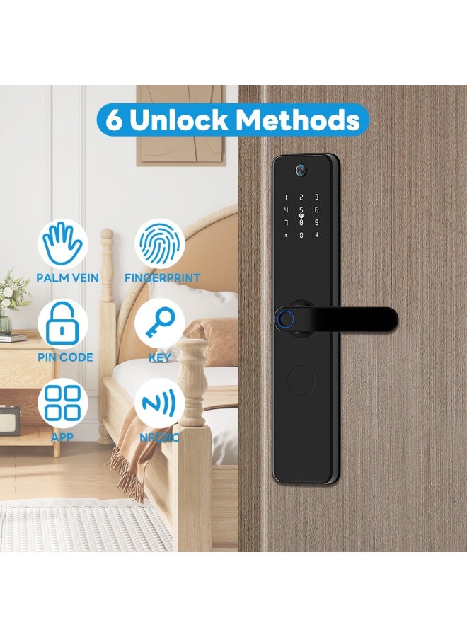 Sharpdo Smart Lock , Keyless Entry Door Lock with Camera, Smart Deadboalt, App Remote Control, NFC/IC Card, Auto-Lock, Waterproof, Works with Tuya - Image 1