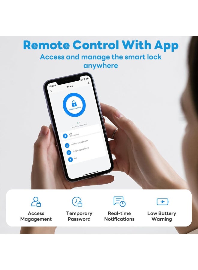Sharpdo Smart Lock , Keyless Entry Door Lock with Camera, Smart Deadboalt, App Remote Control, NFC/IC Card, Auto-Lock, Waterproof, Works with Tuya - Image 2
