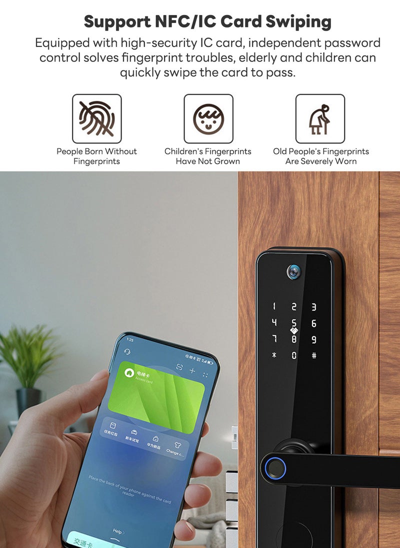 Sharpdo Smart Lock , Keyless Entry Door Lock with Camera, Smart Deadboalt, App Remote Control, NFC/IC Card, Auto-Lock, Waterproof, Works with Tuya - Image 5