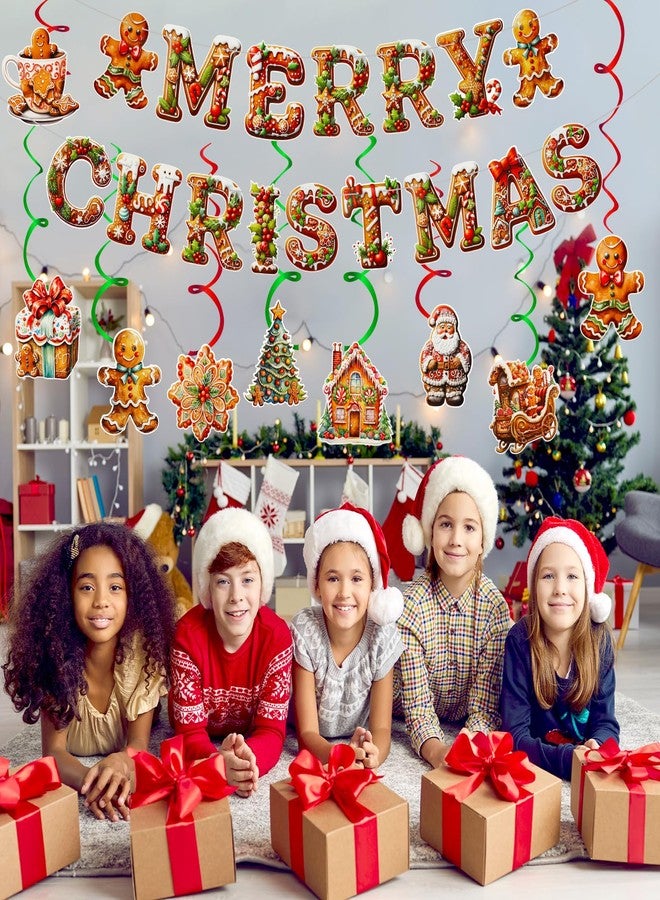 كونسيت لافتة خبز الزنجبيل من كونسايت مع دوامات عيد الميلاد - عبوة من 9 قطع زينة معلقة لحفلات عيد الميلاد الداخلية والخارجية - Image 4