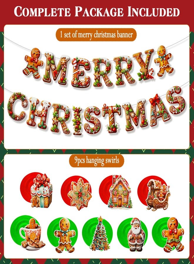 كونسيت لافتة خبز الزنجبيل من كونسايت مع دوامات عيد الميلاد - عبوة من 9 قطع زينة معلقة لحفلات عيد الميلاد الداخلية والخارجية - Image 5