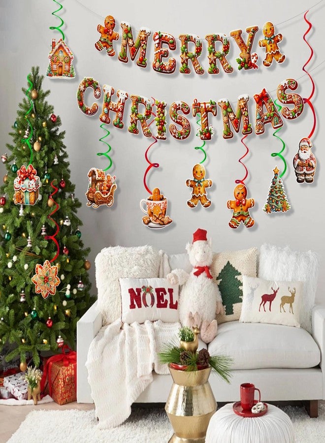 كونسيت لافتة خبز الزنجبيل من كونسايت مع دوامات عيد الميلاد - عبوة من 9 قطع زينة معلقة لحفلات عيد الميلاد الداخلية والخارجية - Image 2