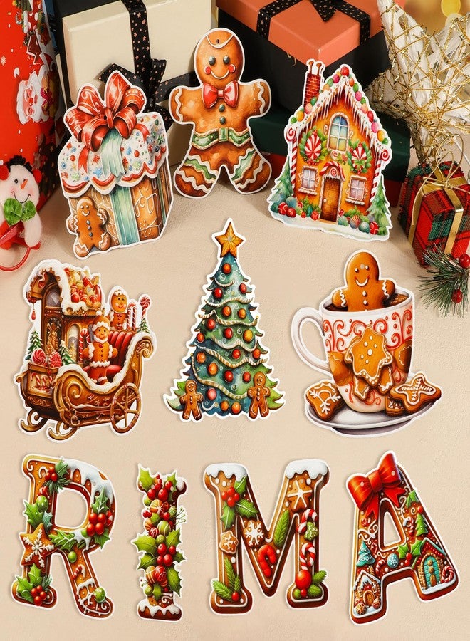كونسيت لافتة خبز الزنجبيل من كونسايت مع دوامات عيد الميلاد - عبوة من 9 قطع زينة معلقة لحفلات عيد الميلاد الداخلية والخارجية - Image 3