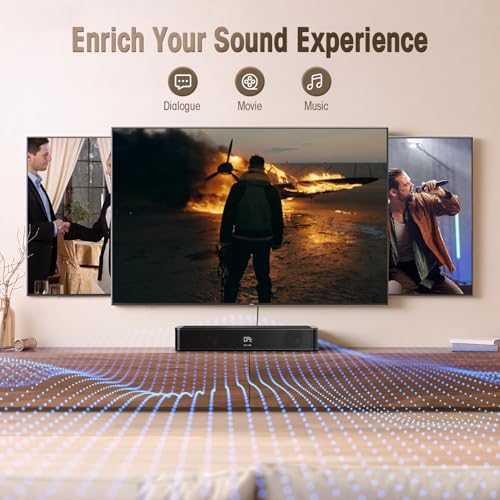 BESTISAN 2.1ch Sound Bar with Built-in Subwoofer, 100W Peak Power, HDMI ARC/Opt/AUX/USB/Bluetooth 5.3, 3 EQ Modes & Volume Boost, 16.5" All-in-One for TV/PC/Gaming/Projector - Image 4