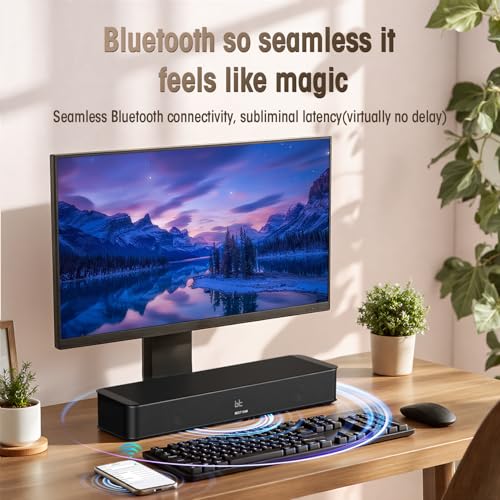 BESTISAN 2.1ch Sound Bar with Built-in Subwoofer, 100W Peak Power, HDMI ARC/Opt/AUX/USB/Bluetooth 5.3, 3 EQ Modes & Volume Boost, 16.5" All-in-One for TV/PC/Gaming/Projector - Image 5