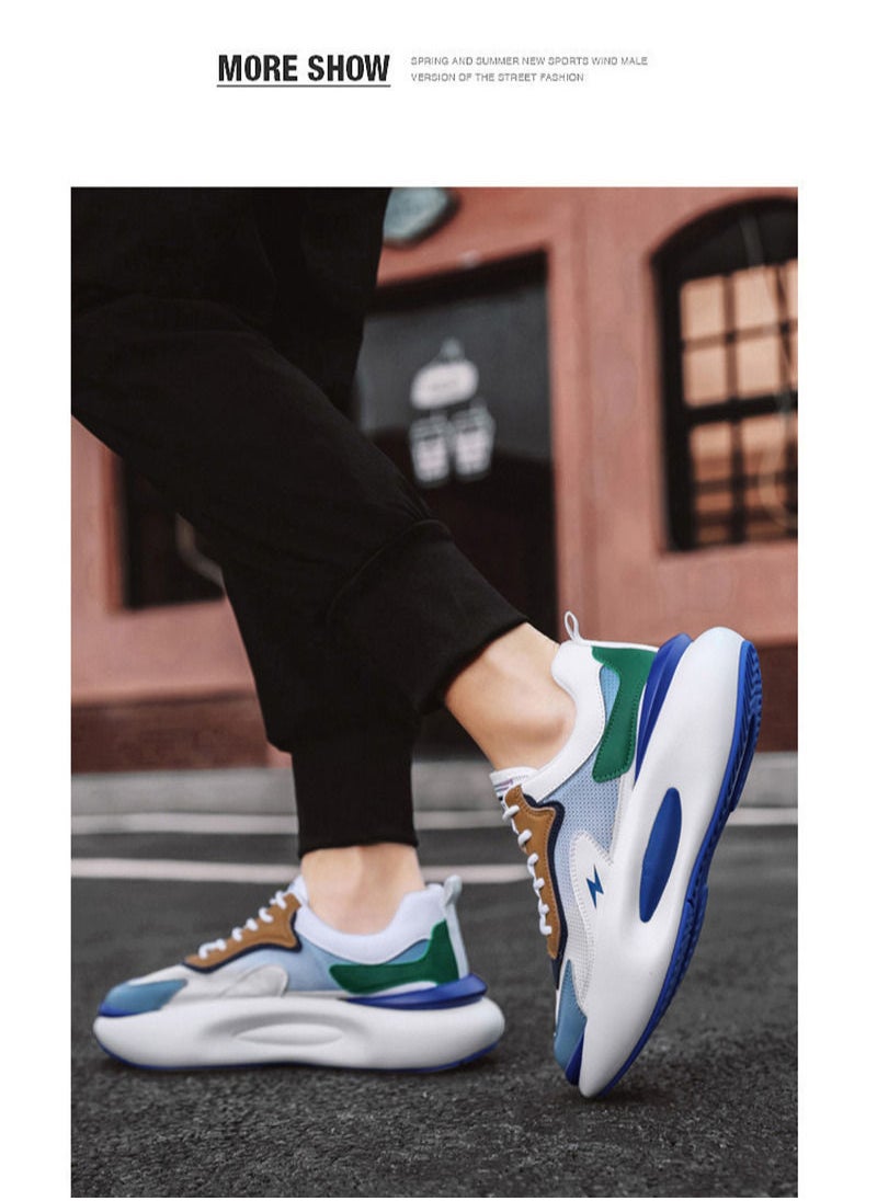 Men's Color Block Fashion Sneakers Walking Casual Athletic Shoes Chunky Platform Sneakers