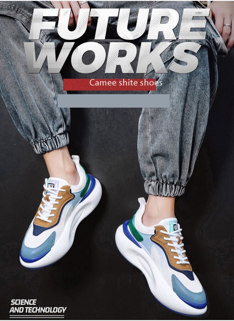 Men's Color Block Fashion Sneakers Walking Casual Athletic Shoes Chunky Platform Sneakers