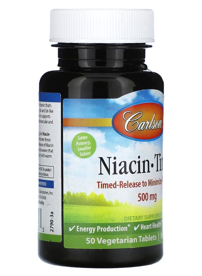 Carlson Niacin-Time 500 mg 50 Vegetarian Tablets - Image 2