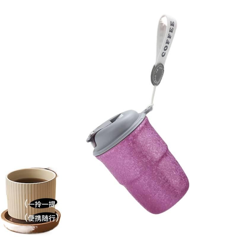كوب قهوة للسفر بمقبض سهل الحمل، 320 ml، أسود مع مقبض باللون الأسود للتخزين العملي للمدرسة للرحلات اليومية - Image 3