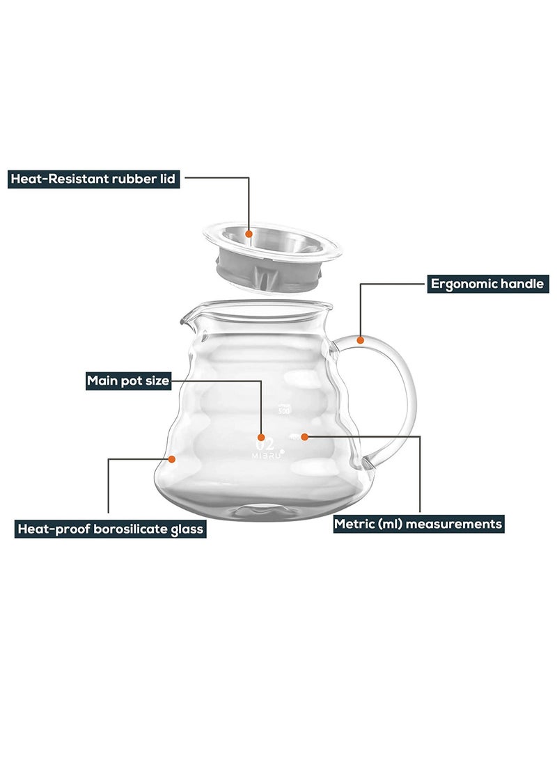 ميبرو طقم تقطير القهوة بقاعدة  تقطير قهوة خشبية مجموعة V60 من 4 قطع تحضير القهوة بالتقطير - Image 3