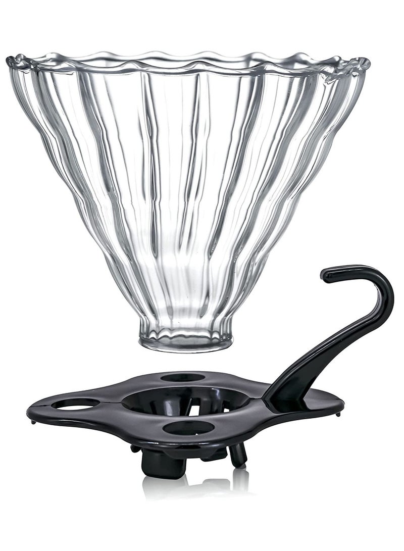 ميبرو طقم تقطير القهوة بقاعدة  تقطير قهوة خشبية مجموعة V60 من 4 قطع تحضير القهوة بالتقطير - Image 4