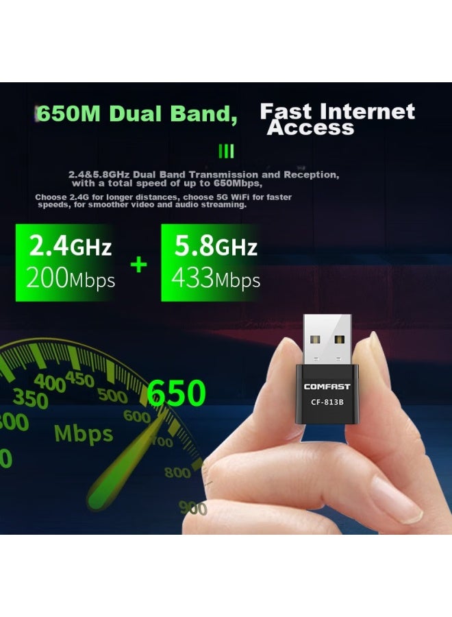 Comfast Cf-813b Dual-band 650m Bluetooth 5g Wireless Network Adapter For Desktop And Laptop Computers, Wifi Receiver And Transmitter, Bluetooth And Wifi Two-in - Image 3