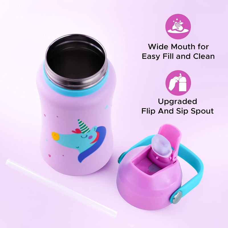 rabitat Steel Play 3.0 Stainless Steel Water Bottle- 2 Year Brand Warranty 350 ml Love you to the moon and back | BPA-Free | Leak-Proof | Flip-lock Sipper | Easy-Carry Handle | School Bottle for Kids - Image 2