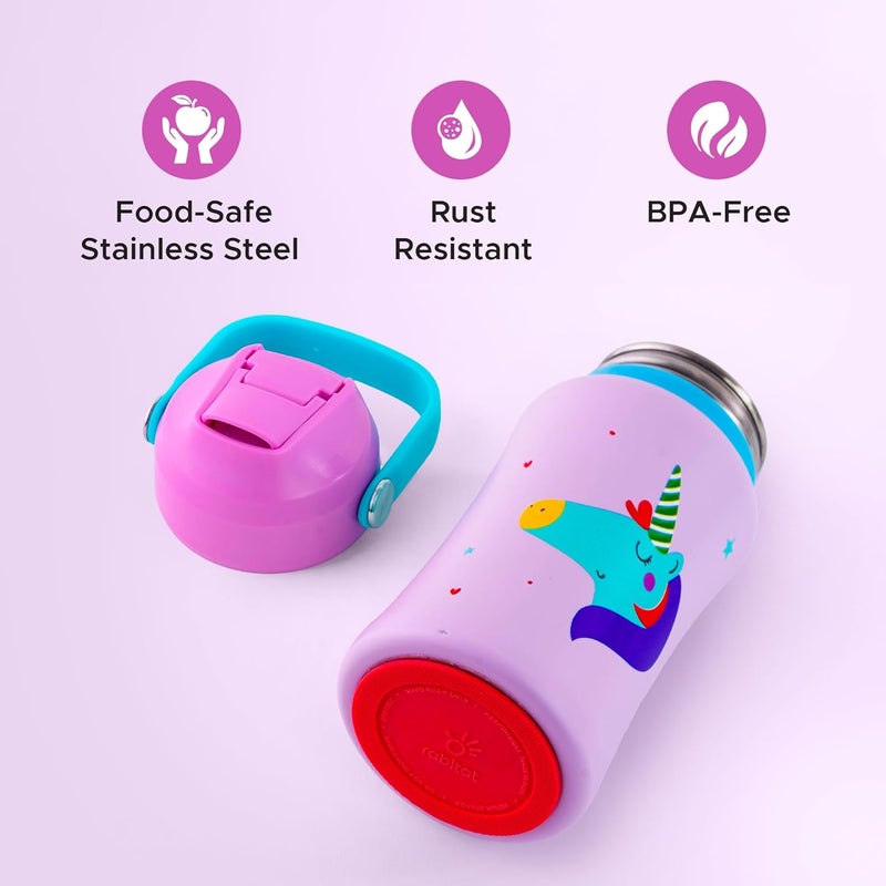 rabitat Steel Play 3.0 Stainless Steel Water Bottle- 2 Year Brand Warranty 350 ml Love you to the moon and back | BPA-Free | Leak-Proof | Flip-lock Sipper | Easy-Carry Handle | School Bottle for Kids - Image 3