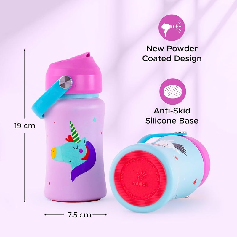rabitat Steel Play 3.0 Stainless Steel Water Bottle- 2 Year Brand Warranty 350 ml Love you to the moon and back | BPA-Free | Leak-Proof | Flip-lock Sipper | Easy-Carry Handle | School Bottle for Kids - Image 4