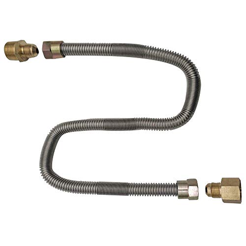 METER STAR Propane fire Pit Whistle Free Gas Flex Line for Fire Pit and Fireplace - Stainless Steel (24" Long) 1/2" NPT Male x 1/2" NPT Female Corrugated Pipe - Image 4