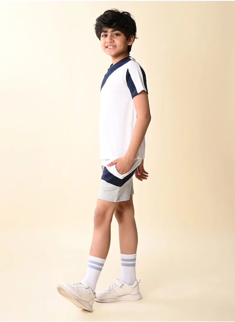 LILPICKS Colorblock T-shirt with Drawstring Short Set