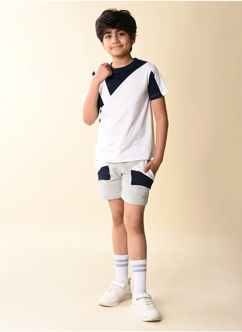 LILPICKS Colorblock T-shirt with Drawstring Short Set