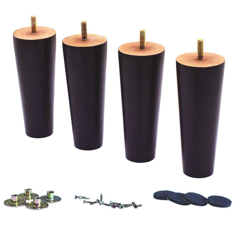 WEICHUAN Round Solid Wood Furniture Legs for Sofa Couch Chair Ottoman Loveseat Dresser Table Cabinet Legs Furniture Feet Replacement6 Set of 4