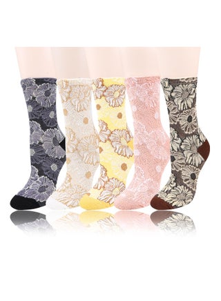 Womens Novelty Funny Crew Socks Girls Colorful Floral Patterned Funky Casual Cotton Retro Sunflower 3D Jacquard Mid Length Personalized Women 5 Pairs - pzsku/Z45554055AEF19E2A7425Z/45/_/1717483892/012dc8d2-1f27-4f87-b8ef-d67ce7575ef6