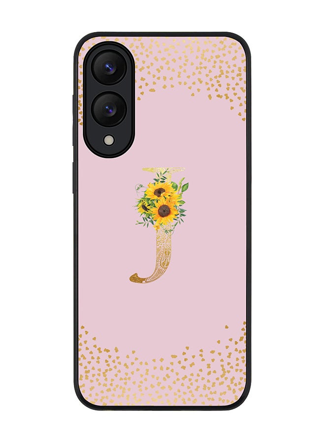 Stylizedd For Samsung Galaxy S25 Edge Case,Slim fit Camera Protection, Shockproof Thin Phone cover  - Custom Floral Monogram - J  (Pink )