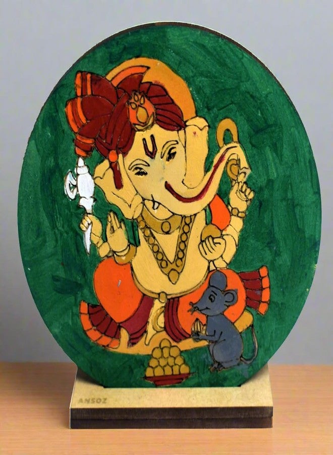 Ansoz Ganesh Art Craft: Wooden Pre-Marked Cutout for Kids and All Ages - DIY Craft Kit | Home Decor | Ganesh Chaturthi Gift Idea (Water Color Included) - Image 4
