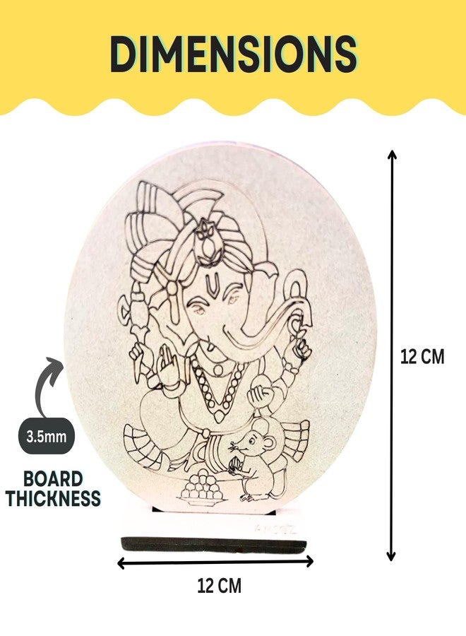 Ansoz Ganesh Art Craft: Wooden Pre-Marked Cutout for Kids and All Ages - DIY Craft Kit | Home Decor | Ganesh Chaturthi Gift Idea (Water Color Included) - Image 5