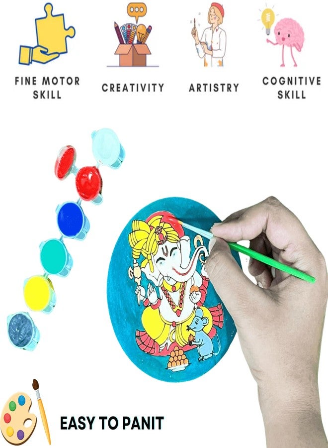 Ansoz Ganesh Art Craft: Wooden Pre-Marked Cutout for Kids and All Ages - DIY Craft Kit | Home Decor | Ganesh Chaturthi Gift Idea (Water Color Included) - Image 3