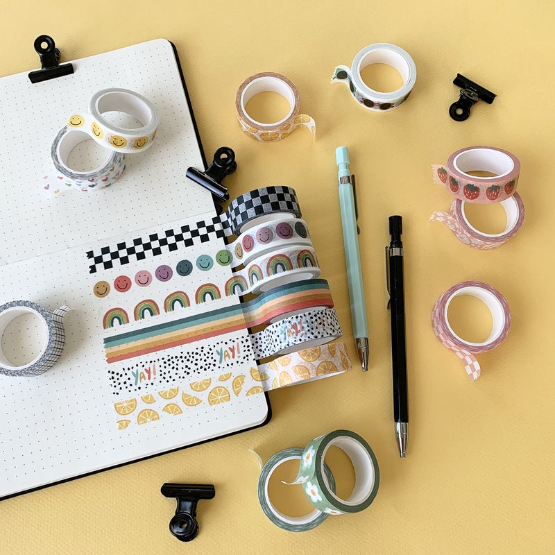 Carousel Greetings Washi Tape Set of 16 Rolls of 15 mm Wide Cute Decorative Washi Tape for Journaling, Scrapbook, Washy Crafts, Bullet Journals, Planners, DIY DÃ©cor, Craft Supplies For Adults & Kids (Splash) - Image 5