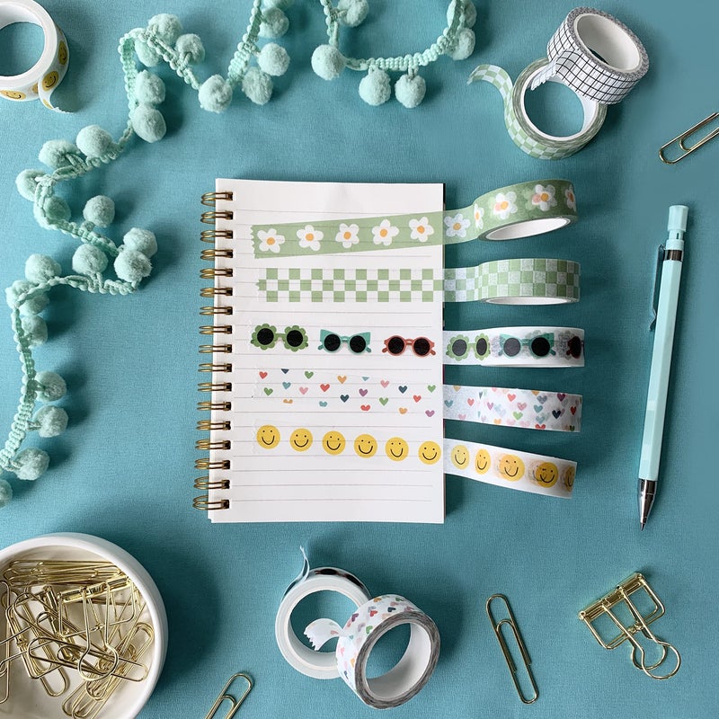 Carousel Greetings Washi Tape Set of 16 Rolls of 15 mm Wide Cute Decorative Washi Tape for Journaling, Scrapbook, Washy Crafts, Bullet Journals, Planners, DIY DÃ©cor, Craft Supplies For Adults & Kids (Splash) - Image 3