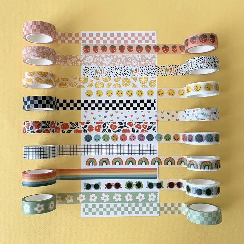 Carousel Greetings Washi Tape Set of 16 Rolls of 15 mm Wide Cute Decorative Washi Tape for Journaling, Scrapbook, Washy Crafts, Bullet Journals, Planners, DIY DÃ©cor, Craft Supplies For Adults & Kids (Splash) - Image 2
