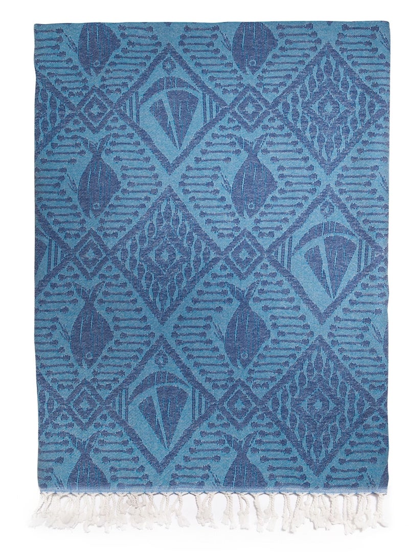 Anemoss Turkish Peshtemal Bath Towel, Large Size 100x180cm, Sail Pattern Design, 100% Cotton Soft & Quick Dry Material, Versatile Use for Beach, Pool and Bath, Peshtemal Bath Towel - Image 2