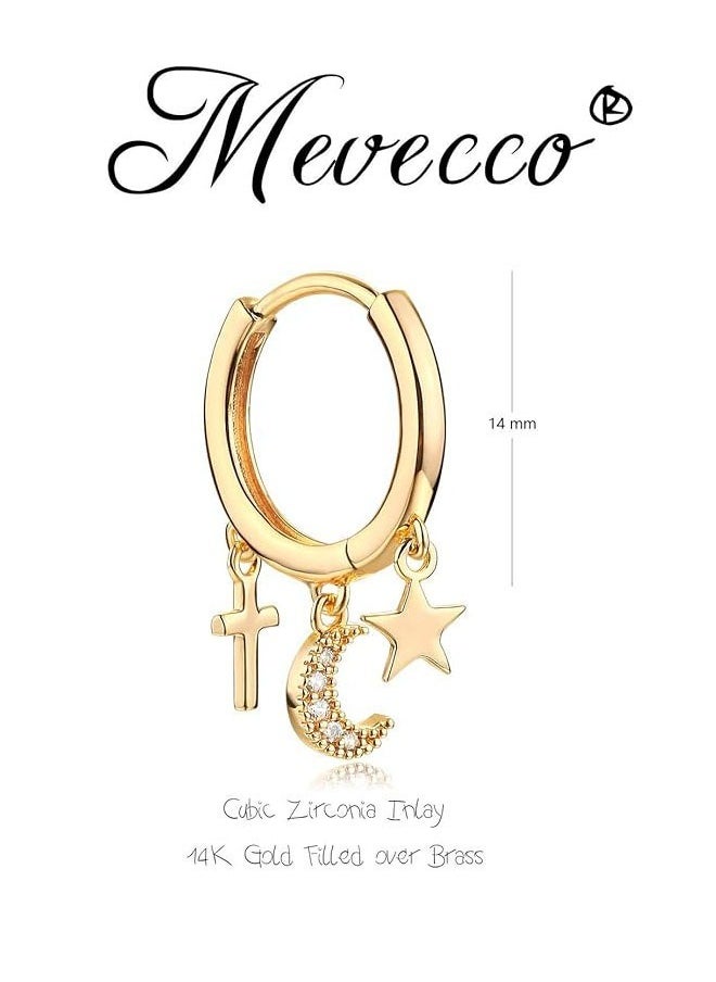 Mevecco - Women Gold Huggie Hoop Earrings Dangle Drop 14K Gold Filled Small Boho Beach Simple Delicate Handmade Hypoallergenic Jewelry Gift - Image 1
