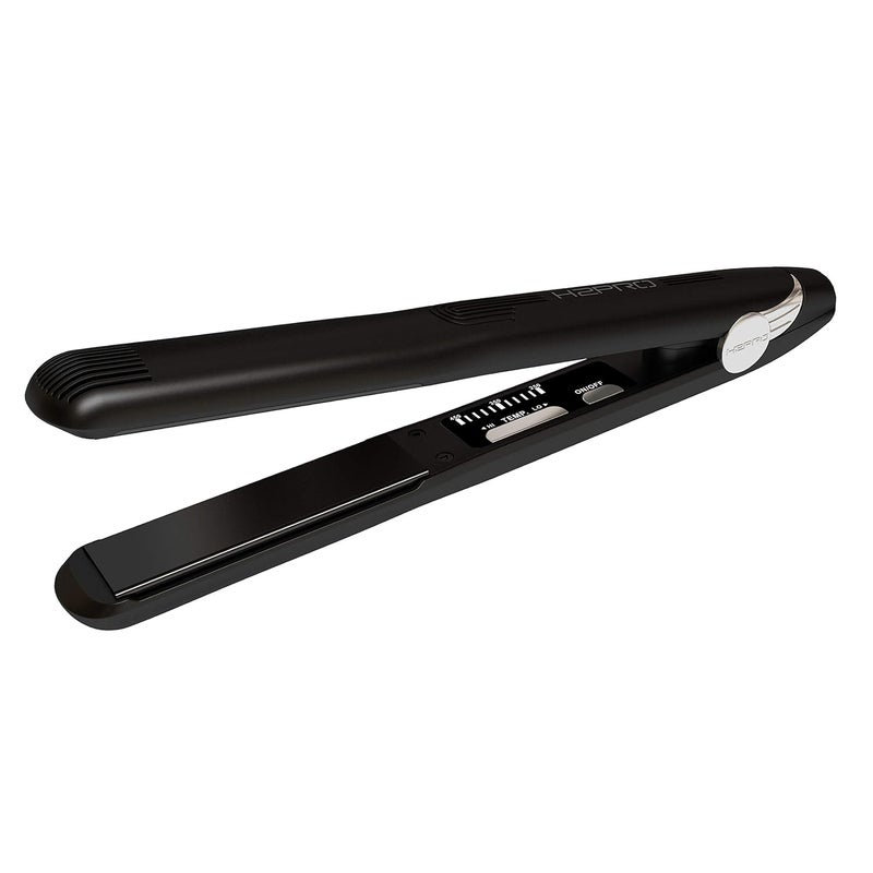 H2PRO Black Diamond 1 Inch Tourmaline Ceramic Straightening Iron  Cutting Edge Professional Flat Iron for All Hair Types