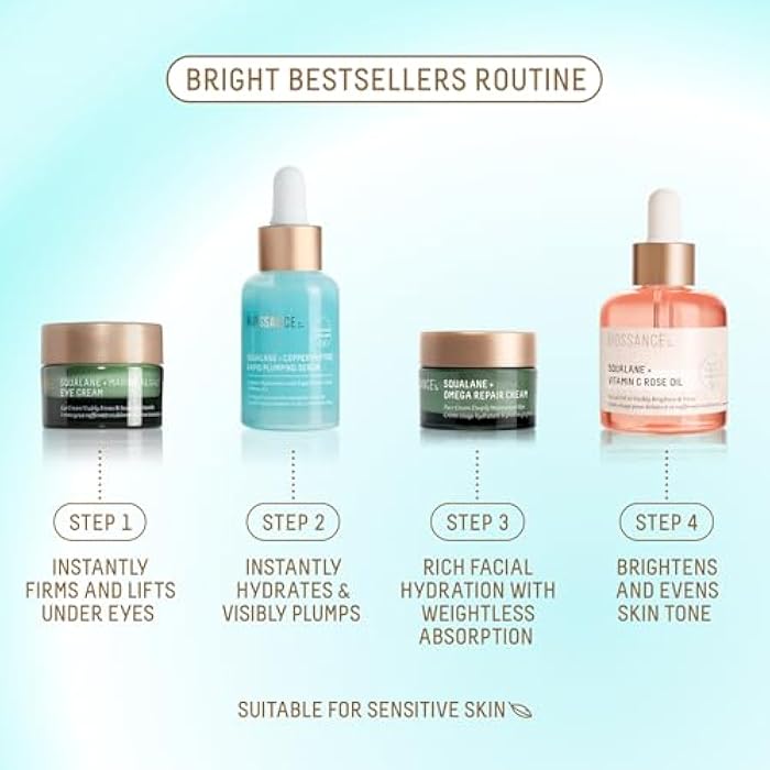 Biossance Bright Bestsellers Holiday Gift Set with Rose Oil, Marine Algae Eye Cream, Omega Repair Cream and Copper Peptide Plumping Serum, ($136 Value), 1 Set - Image 3