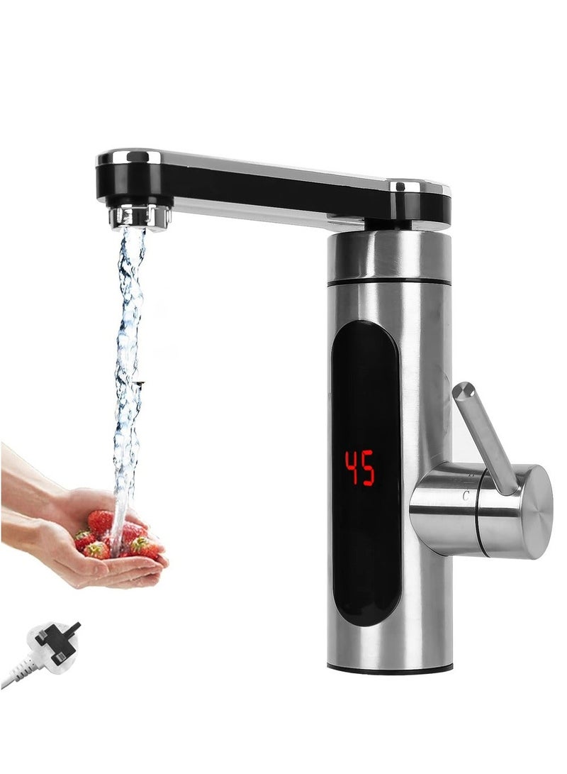 Instant Tankless Electric Hot Water Faucet with LED Digital Display 360°Swivel Stainless Steel Instant Quick Hot Tap for Kitchen Bathroom - Image 1