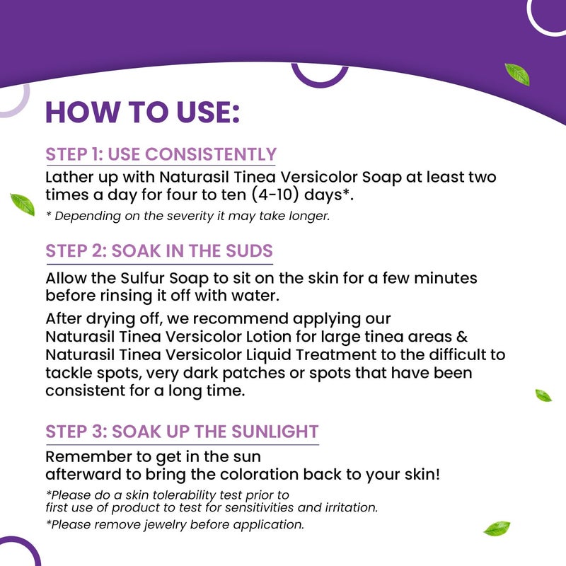 Naturasil Antifungal Tinea Versicolor Treatment Kit Gentle & Fast Relief for All Types of Tinea, Folliculitis, Itch & Chilblains| Safe for Kids & Adults| Sulfur Lotion (4oz) + 1 Relief Soap (4oz) - Image 3