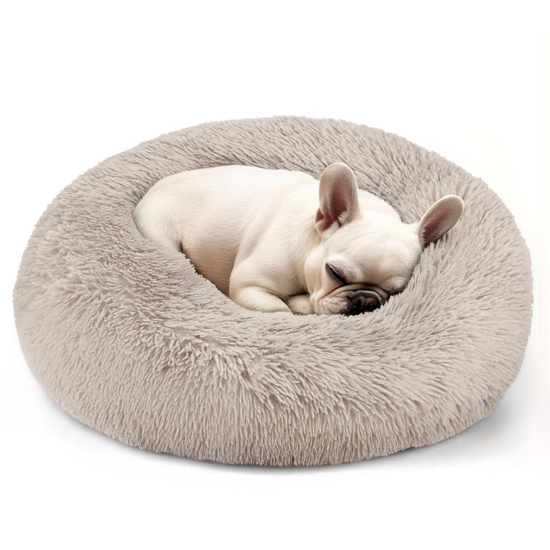 Hoewina Dog Cat Bed 20in Cat Beds for Indoor Cats Calming Donut Bed for Puppy and Kitten Washable Round Fluffy Pet Bed for Small Medium Dogs and Cats Brown - Image 2