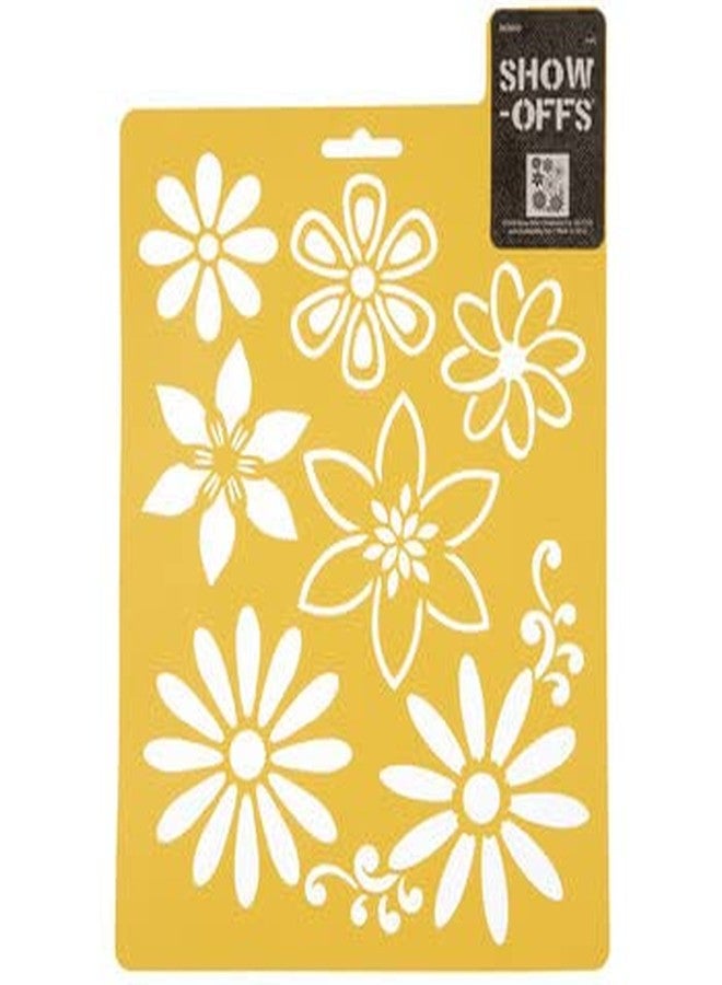 Show-Offs Daisies and Flowers Reusable Multimedia Stencil - 7 x 9 Inches - Image 2