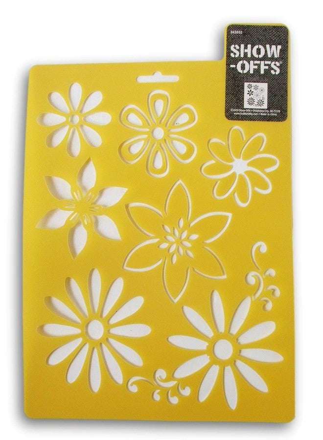 Show-Offs Daisies and Flowers Reusable Multimedia Stencil - 7 x 9 Inches - Image 1