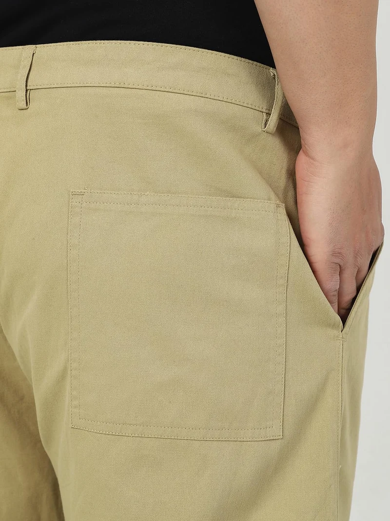 Urbano Fashion  Urbano Plus Men's Light Olive Loose Baggy Fit Solid Cargo Chino Pant with 6 Pockets Non-Stretchable for Men | Best Price UAE