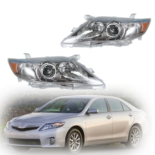munirater Chrome Black Frame Left & Right Front Projector Headlights Lights Lamps Driver & Passenger Side Replacement for 2010 2011 Camry 4-Door Sedan TO2502195, TO2503195 - Image 1