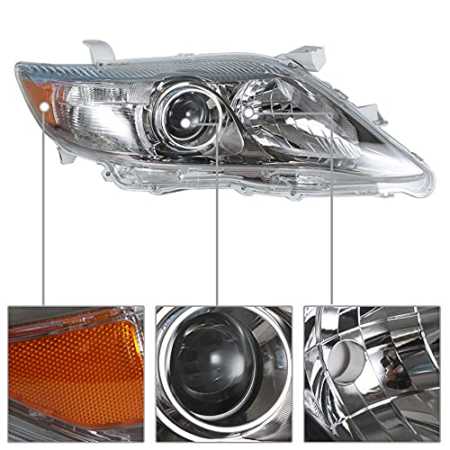 munirater Chrome Black Frame Left & Right Front Projector Headlights Lights Lamps Driver & Passenger Side Replacement for 2010 2011 Camry 4-Door Sedan TO2502195, TO2503195 - Image 4
