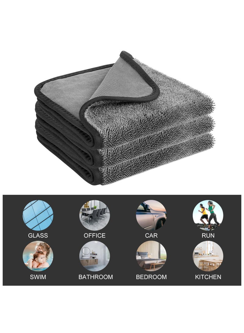 SYOSI Shiny Bath Drying Towel 3PCS, Shiny Wipes Bath Drying Towel, Super Absorbent Microfiber Bath Towels, Car Drying Towel, Black Bath Towels for Water Removal in Bathroom, Car Home Office Cleaning - Image 5