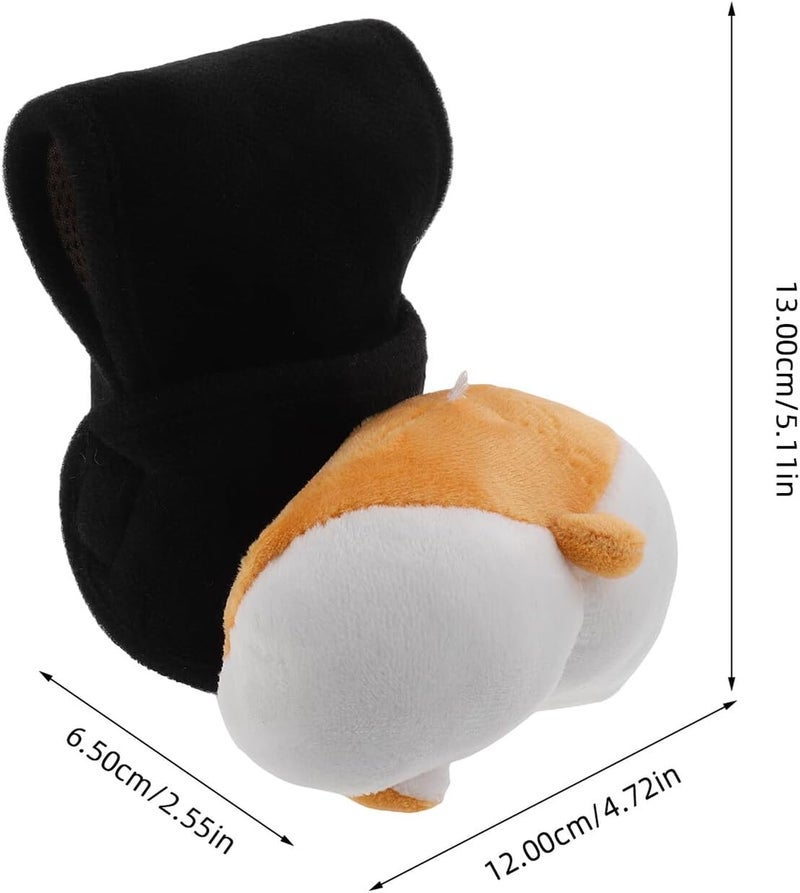 Cute Corgi Car Gear Shift Knob Cover and Handbrake Protector, Black Short Plush Universal Car Interior Accessories, Soft Fluffy Gear Stick Hoodie for Vehicle Gearshift Decoration - Image 2