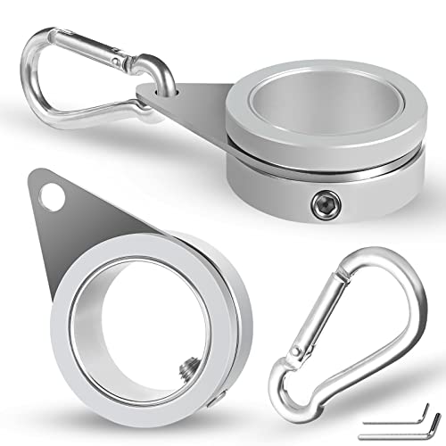 Anovo Flag Pole Rings, Flagpole Rings Aluminum Alloy 360° Rotating Anti Wrap Flag Mounting Spinning Ring Clips for 0.75-1.02 Inch Diameter Flagpole(1 Inch -Pack of 2, Matte Silver) - Image 1