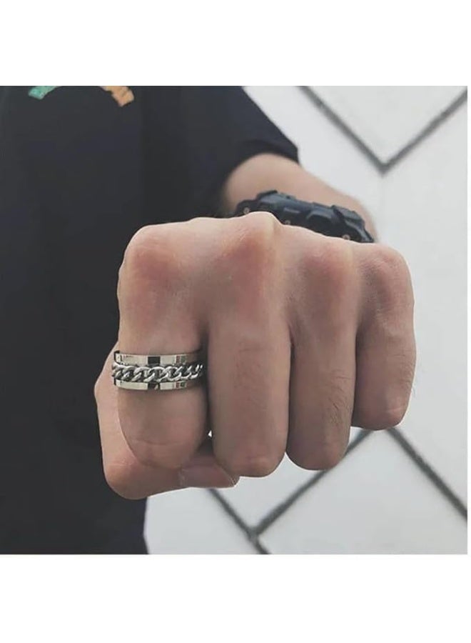 Fayrouz Jewellery Stylish men's stainless steel grommet chain rings for men, women and young people, suitable for all ages - Image 4
