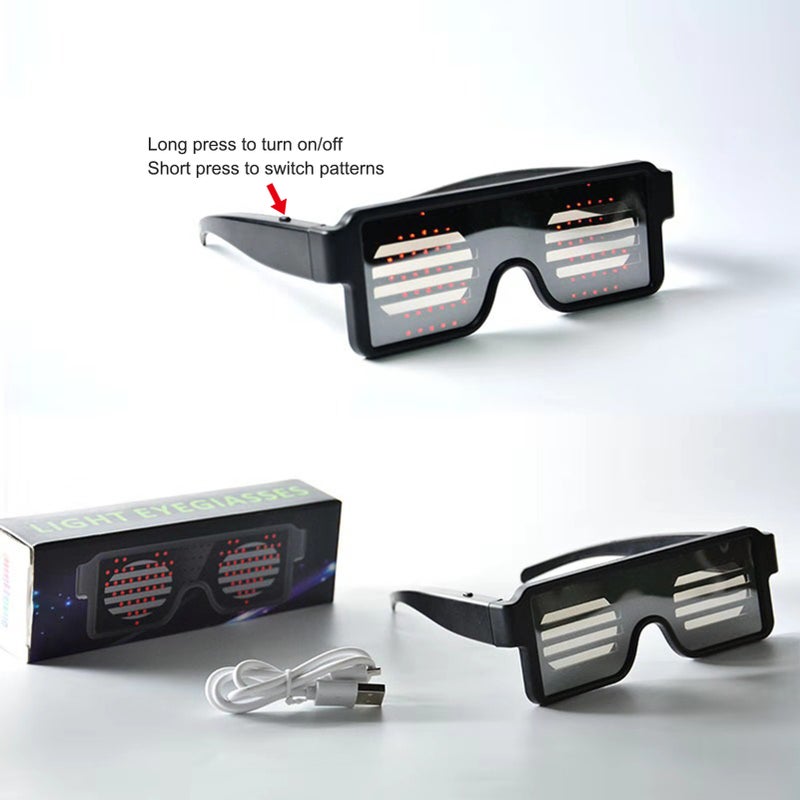 نظارات شمسية ذكية مصممة ضوء LED قابلة للشحن عبر USB - نظارات مضيئة وأنيقة للزينة اليومية، والمرافق، والملاهي، واجتماعات الأفراح، وأحوال الملابس - اللون الأخضر - Image 4