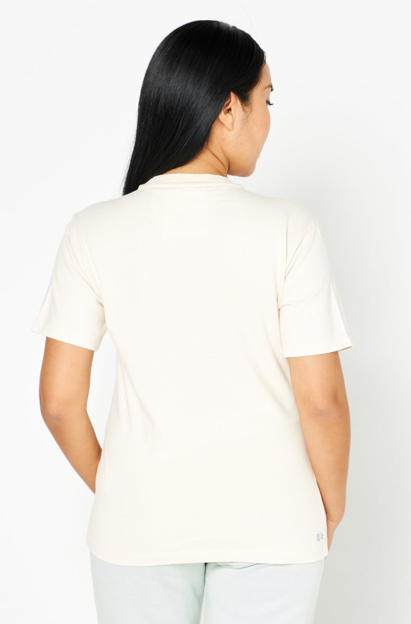 adidas Originals Women Sportswear Fit Short Sleeve Training T-Shirt, Light Beige Combo - Image 2